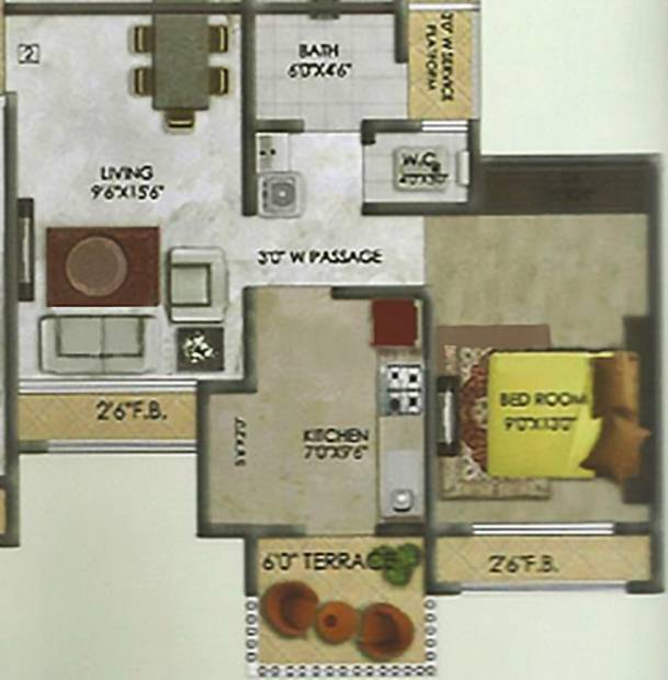 Triveni Residency (1BHK+1T (770 sq ft) 770 sq ft)