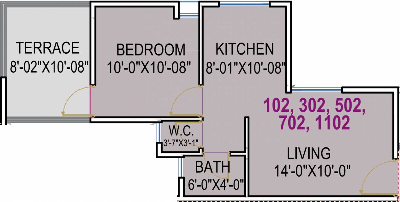 Aksha Elegence (1BHK+1T (599 sq ft) 599 sq ft)