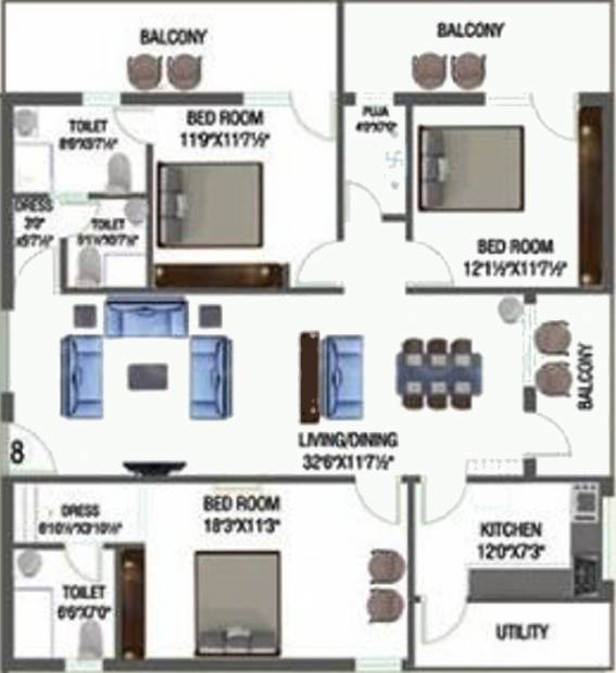 Devaalaya Devasthala (3BHK+3T (2,084 sq ft) + Pooja Room 2084 sq ft)
