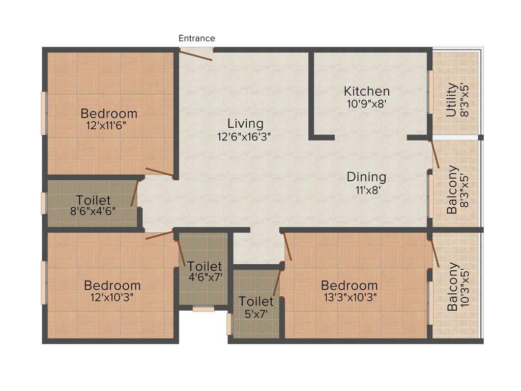 SNR Silver Ripples (3BHK+2T (1,385 sq ft) 1385 sq ft)