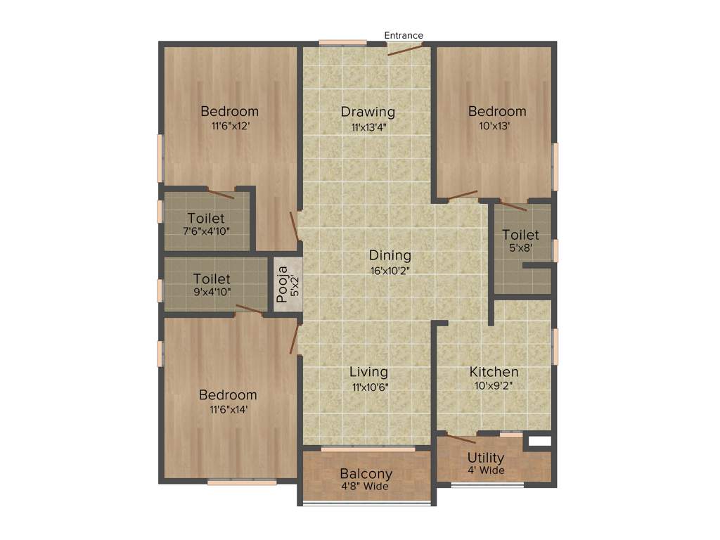 Lansum Madhav Towers (3BHK+3T (1,685 sq ft) + Pooja Room 1685 sq ft)