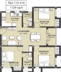 Primex Verterra (3BHK+2T (1,129 sq ft) 1129 sq ft)