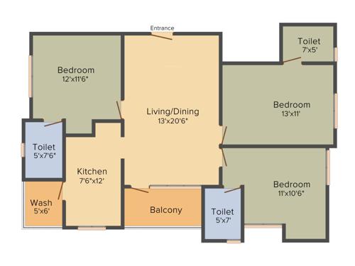 Sekaran Sherwood Terrace (3BHK+3T (1,370 sq ft) 1370 sq ft)
