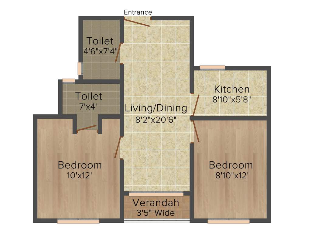 GPS Meena Aurum (2BHK+2T (802 sq ft) 802 sq ft)