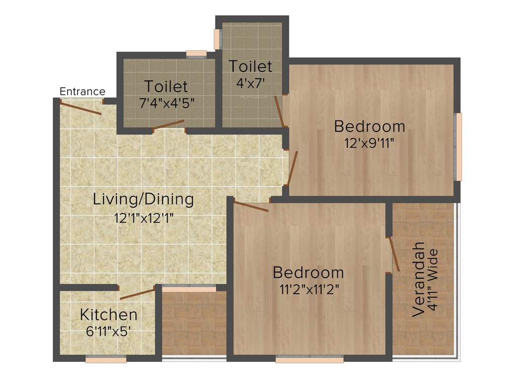 GPS Meena Aurum (2BHK+2T (889 sq ft) 889 sq ft)