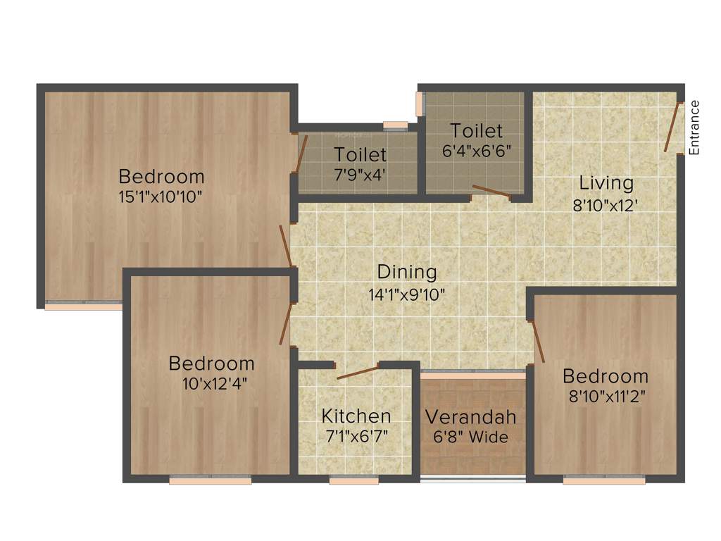 GPS Meena Aurum (3BHK+2T (1,208 sq ft) 1208 sq ft)