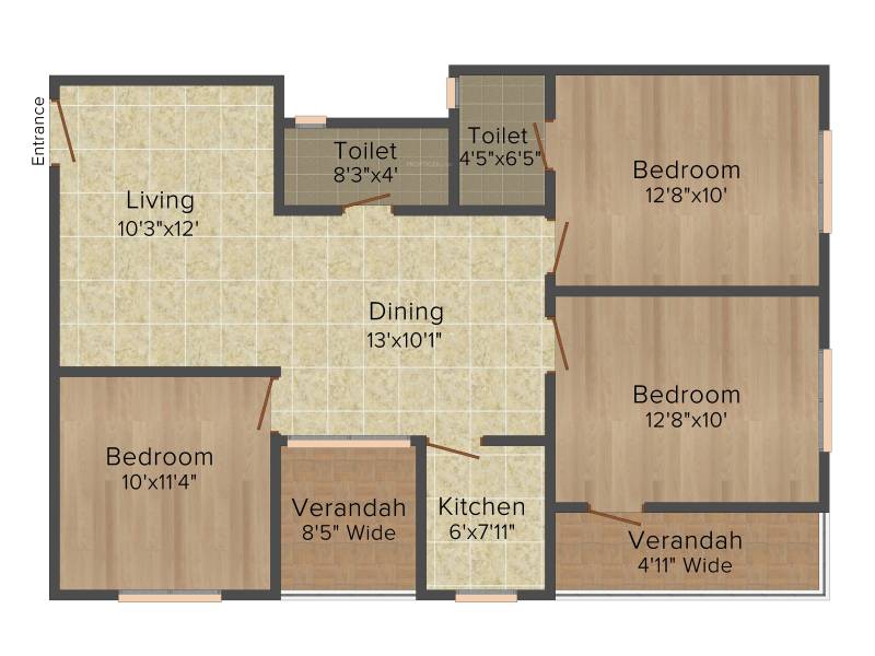 GPS Meena Aurum (3BHK+2T (1,271 sq ft) 1271 sq ft)