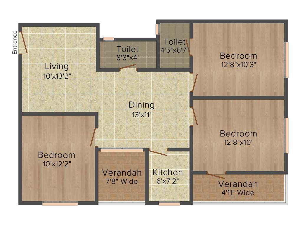 GPS Meena Aurum (3BHK+2T (1,312 sq ft) 1312 sq ft)