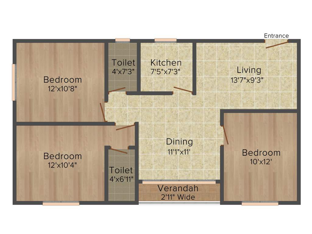 GPS Meena Aurum (3BHK+2T (1,170 sq ft) 1170 sq ft)
