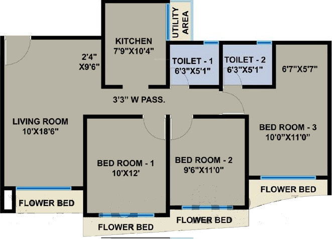 1560 sq ft 3 BHK Floor Plan Image - Karmvir Group Navratan Available ...