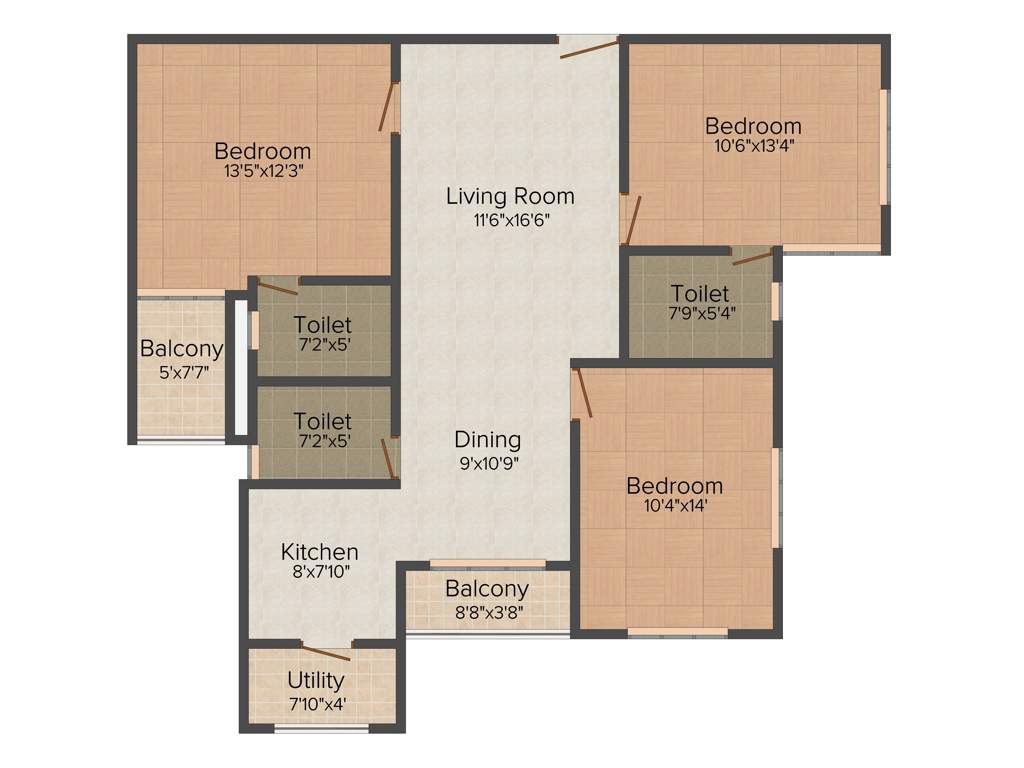 Vahe Imperial Gardens (3BHK+3T (1,410 sq ft) 1410 sq ft)