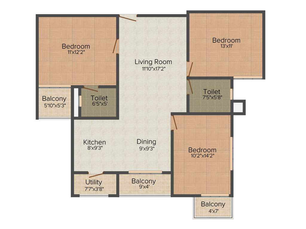 Vahe Imperial Gardens (3BHK+2T (1,395 sq ft) 1395 sq ft)