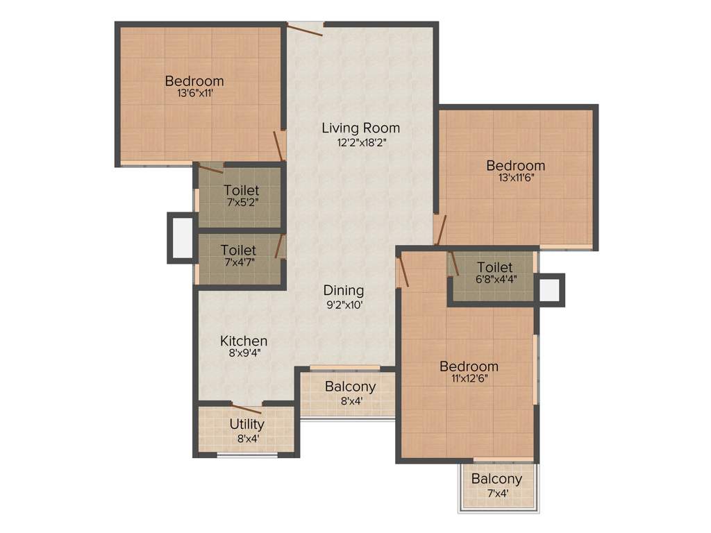 Vahe Imperial Gardens (3BHK+3T (1,470 sq ft) 1470 sq ft)