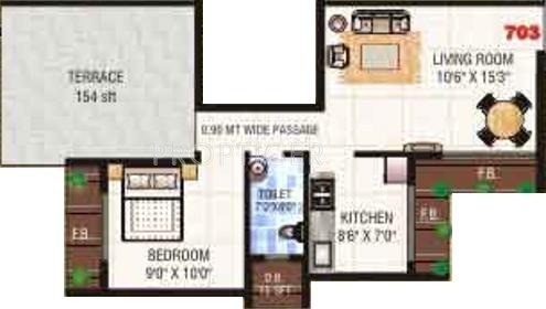 Radhe Symphony (1BHK+1T (805 sq ft) 805 sq ft)