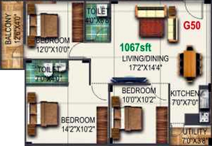 Pyramid Bilberry (3BHK+2T (1,067 sq ft) 1067 sq ft) Pyramid Bilberry (3BHK+2T (1,067 sq ft) 1067 sq ft)