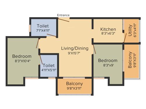 Arun Saranga (2BHK+2T (825 sq ft) + Pooja Room 825 sq ft)