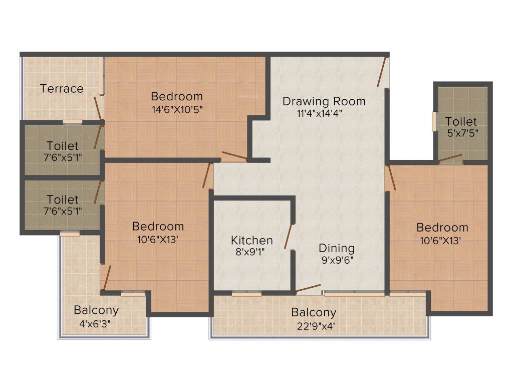 SDC Green Park (3BHK+3T (1,570 sq ft) 1570 sq ft) SDC Green Park (3BHK+3T (1,570 sq ft) 1570 sq ft)