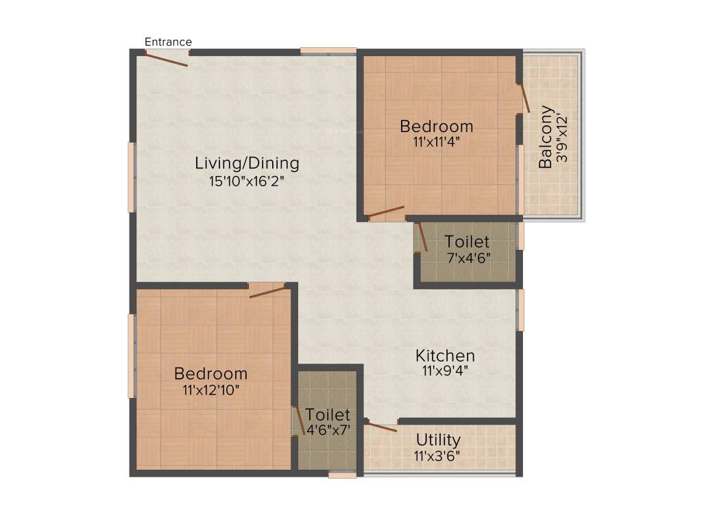 Pyramid Carnations (2BHK+2T (1,062 sq ft) 1062 sq ft)