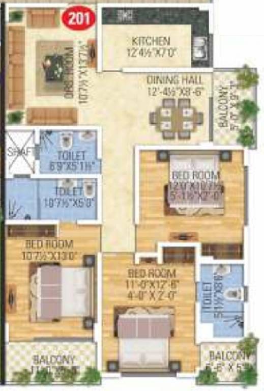 SDC Anand Prime (3BHK+3T (1,630 sq ft) 1630 sq ft)