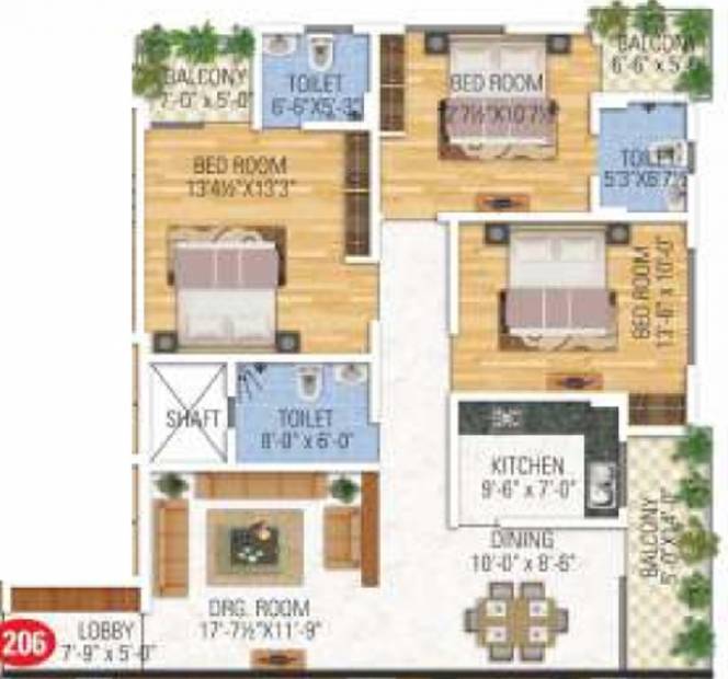 SDC Anand Prime (3BHK+3T (1,750 sq ft) 1750 sq ft)