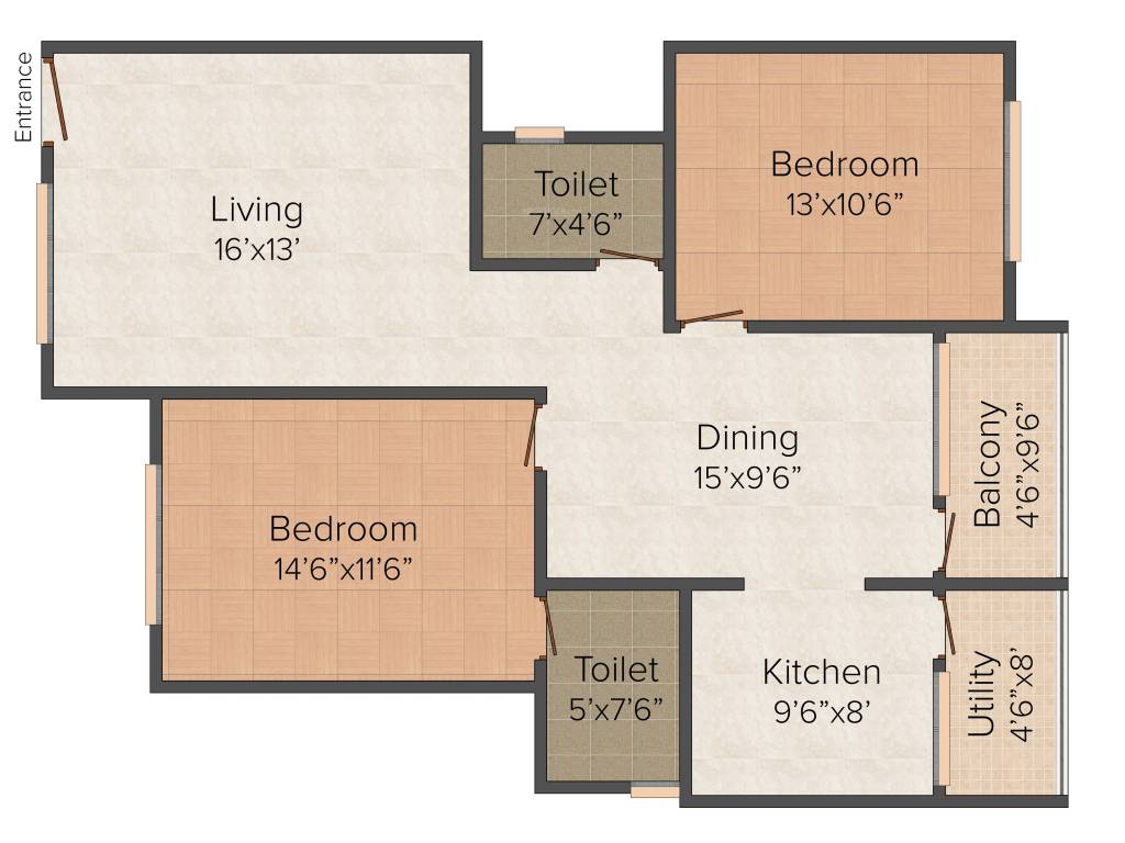 Rays Royal Enclave (2BHK+2T (1,240 sq ft) 1240 sq ft)