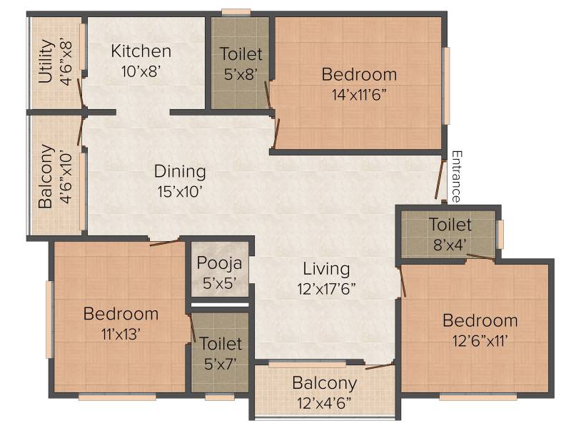 Rays Royal Enclave (3BHK+3T (1,595 sq ft) 1595 sq ft)