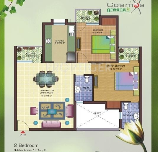 Cosmos Palm Apartment (2BHK+2T (1,235 sq ft) 1235 sq ft)