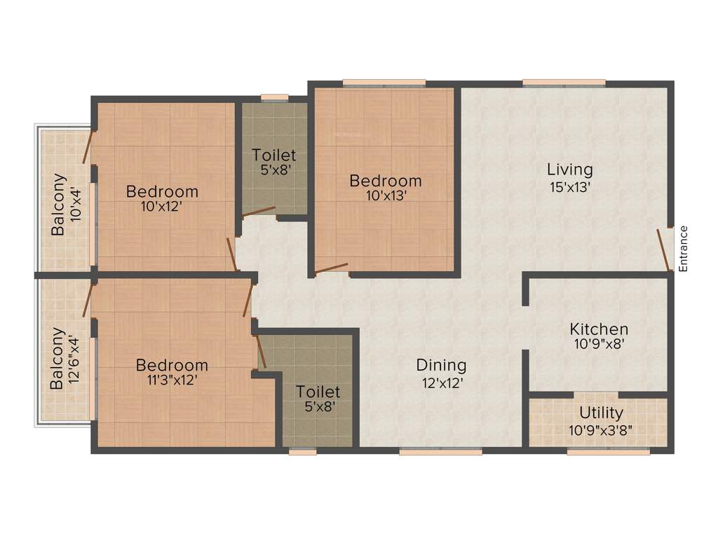 Rams Lakeview Meadows (3BHK+2T (1,435 sq ft) 1435 sq ft)