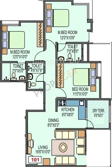 Home Developers Bhagyatara Society (3BHK+3T (970 sq ft) 970 sq ft)