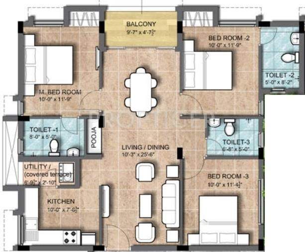 KG Earth Homes (3BHK+3T (1,265 sq ft) 1265 sq ft)