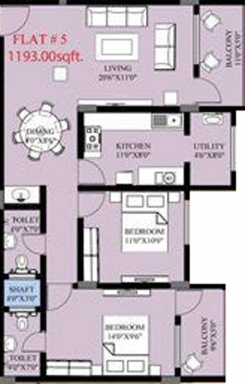 Khain Aashiyana (2BHK+2T (1,193 sq ft) 1193 sq ft)