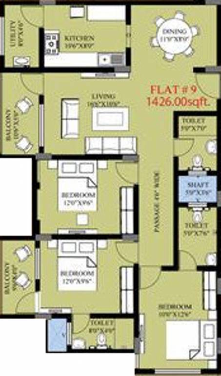 Khain Aashiyana (3BHK+3T (1,426 sq ft) 1426 sq ft)