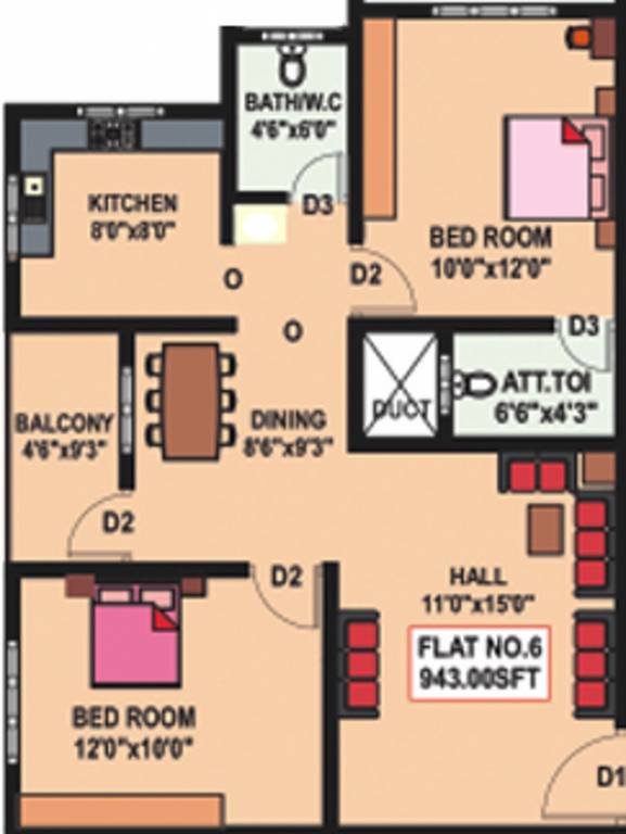 Kemmale Opulence Residency (2BHK+2T (943 sq ft) 943 sq ft) Kemmale Opulence Residency (2BHK+2T (943 sq ft) 943 sq ft)