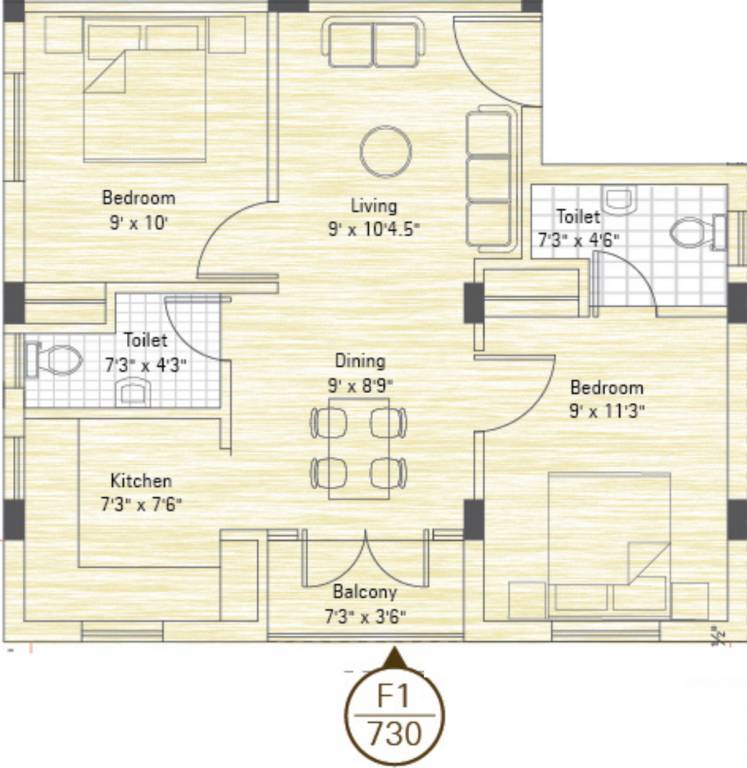 Sekaran Doves Nest (2BHK+2T (730 sq ft) 730 sq ft) Sekaran Doves Nest (2BHK+2T (730 sq ft) 730 sq ft)