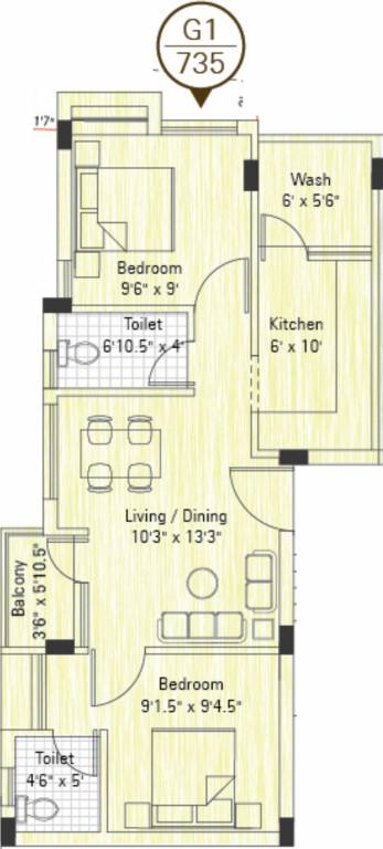 Sekaran Doves Nest (2BHK+2T (735 sq ft) 735 sq ft) Sekaran Doves Nest (2BHK+2T (735 sq ft) 735 sq ft)