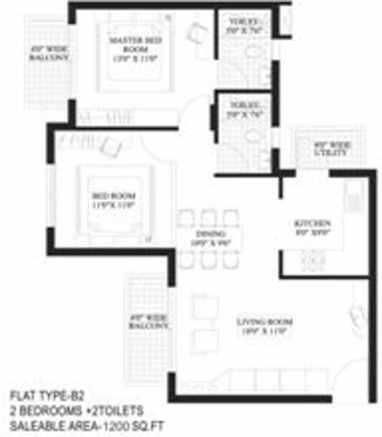 Adel Redwood Residency (2BHK+2T (1,200 sq ft) 1200 sq ft)