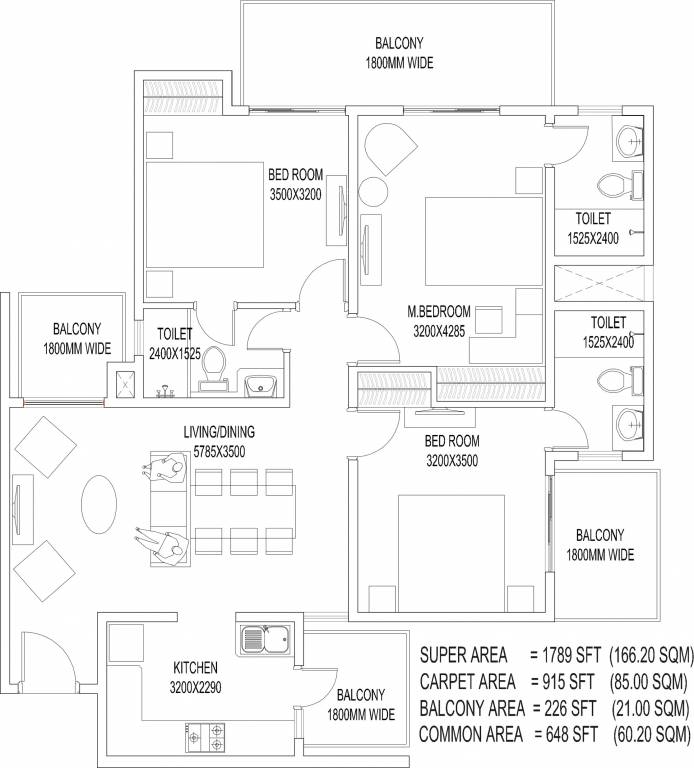 Central Park Aqua Front Towers (3BHK+3T (1,789 sq ft) 1789 sq ft)