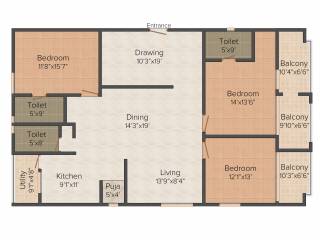 BPR Pearl Celestial (3BHK+3T (2,358 sq ft) + Pooja Room 2358 sq ft) BPR Pearl Celestial (3BHK+3T (2,358 sq ft) + Pooja Room 2358 sq ft)