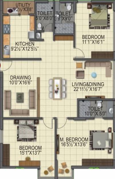 BPR Pearl Celestial (3BHK+3T (2,063 sq ft) 2063 sq ft)