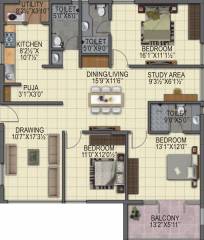 BPR Pearl Celestial (3BHK+3T (1,821 sq ft) + Study Room 1821 sq ft) BPR Pearl Celestial (3BHK+3T (1,821 sq ft) + Study Room 1821 sq ft)