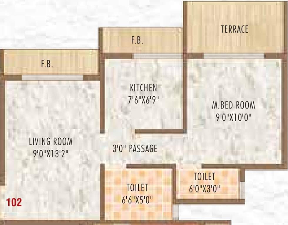 Raj Orchid (1BHK+2T (568 sq ft) 568 sq ft)