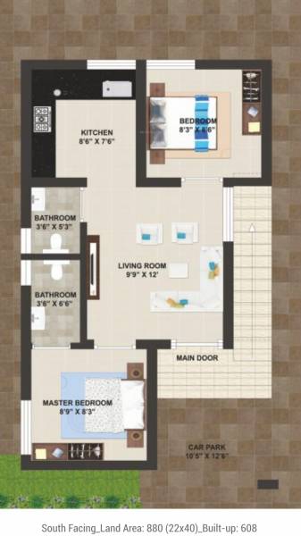 Mitta Iris (2BHK+2T (608 sq ft) 608 sq ft)