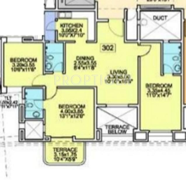 Nagpal Dev Exotica Floor Plan (3BHK+3T)