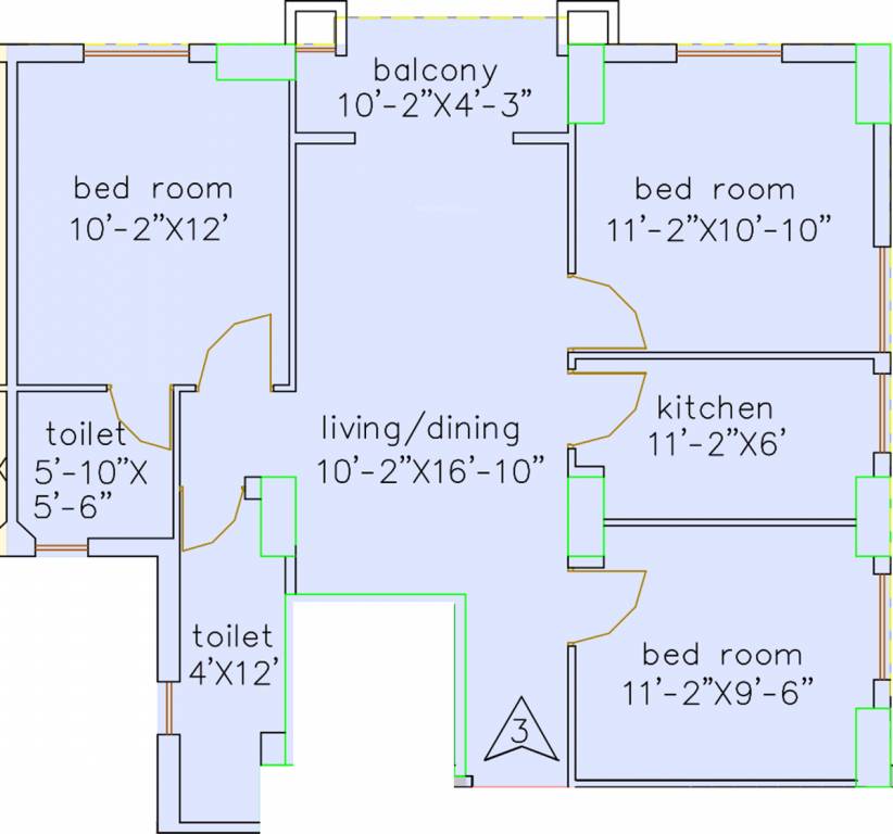 Loharuka Green Heights (3BHK+2T (1,110 sq ft) 1110 sq ft)