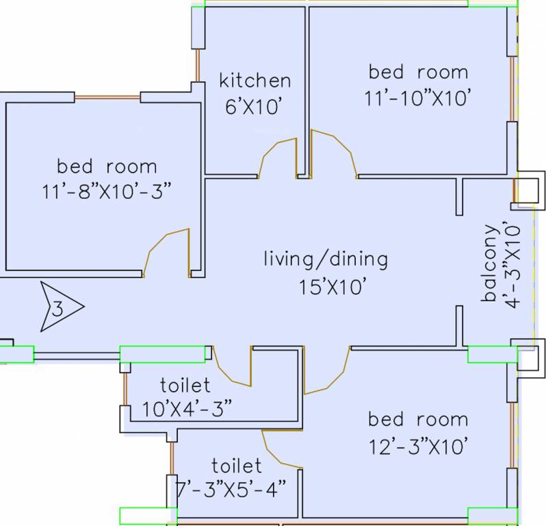 Loharuka Green Heights (3BHK+2T (1,080 sq ft) 1080 sq ft)