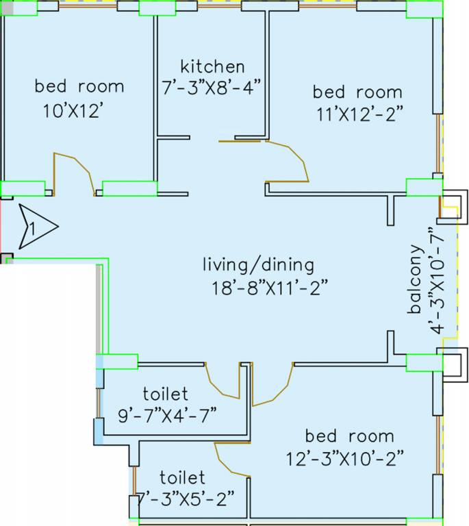 Loharuka Green Heights (3BHK+2T (1,210 sq ft) 1210 sq ft)