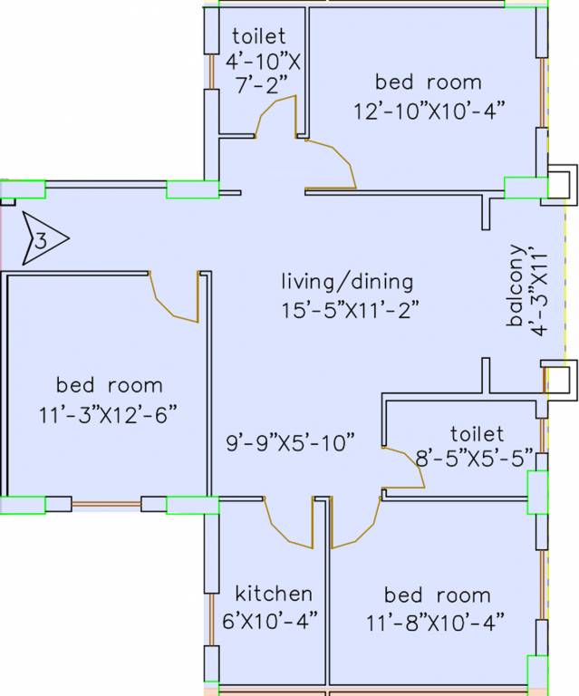 Loharuka Green Heights (3BHK+2T (1,270 sq ft) 1270 sq ft)