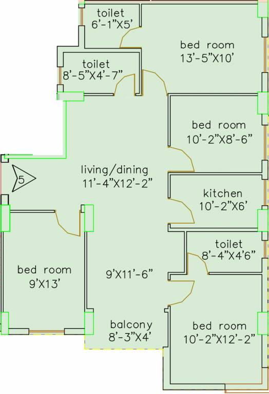 Loharuka Green Heights (4BHK+3T (1,390 sq ft) 1390 sq ft)
