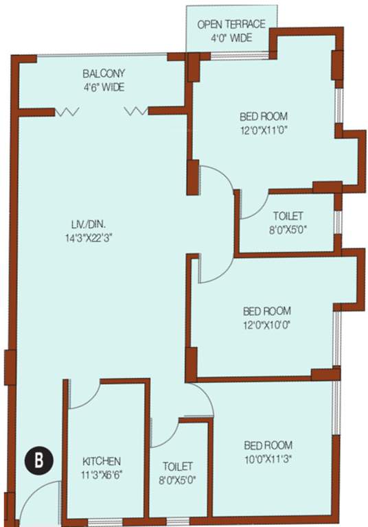 Unimark Riviera (3BHK+2T (1,490 sq ft) 1490 sq ft)
