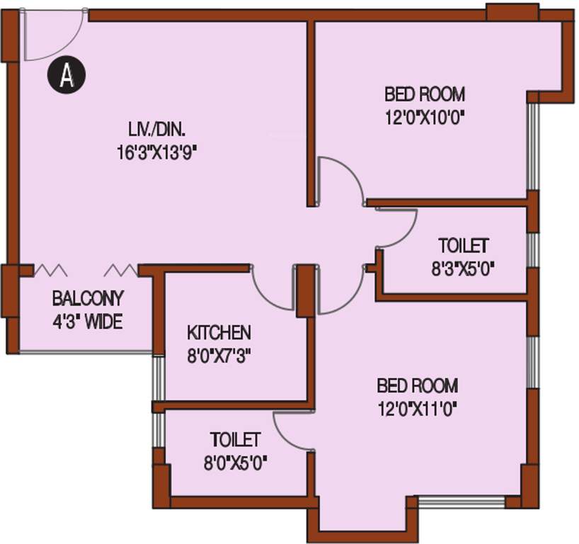 Unimark Riviera (2BHK+2T (1,020 sq ft) 1020 sq ft)